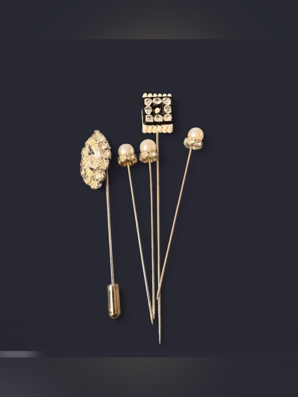 Silver tone Stick pin/ hat pin set (set of 5)   - Elegant Women’s Jewelry